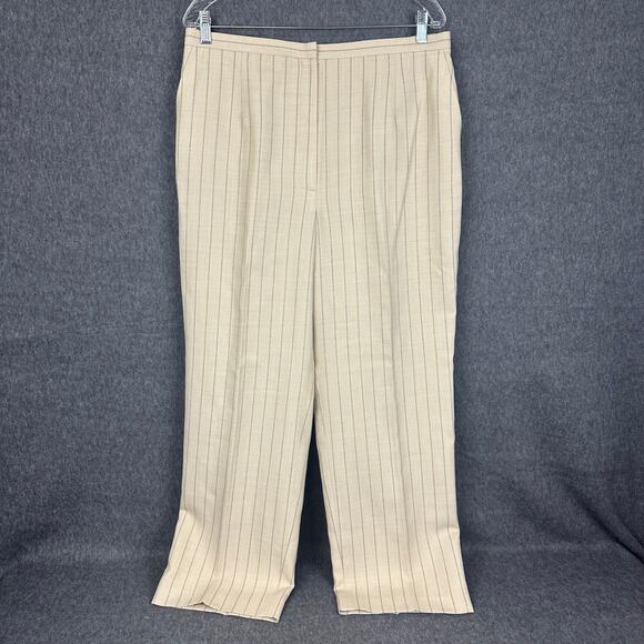 Vintage Talbots Wool Blend Satin Lined Pinstriped Dress Pants Womens 16 Ivory - Picture 1 of 8